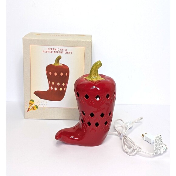 Cracker Barrel Ceramic Red Chili Pepper Accent Light New in Box - Picture 1 of 6